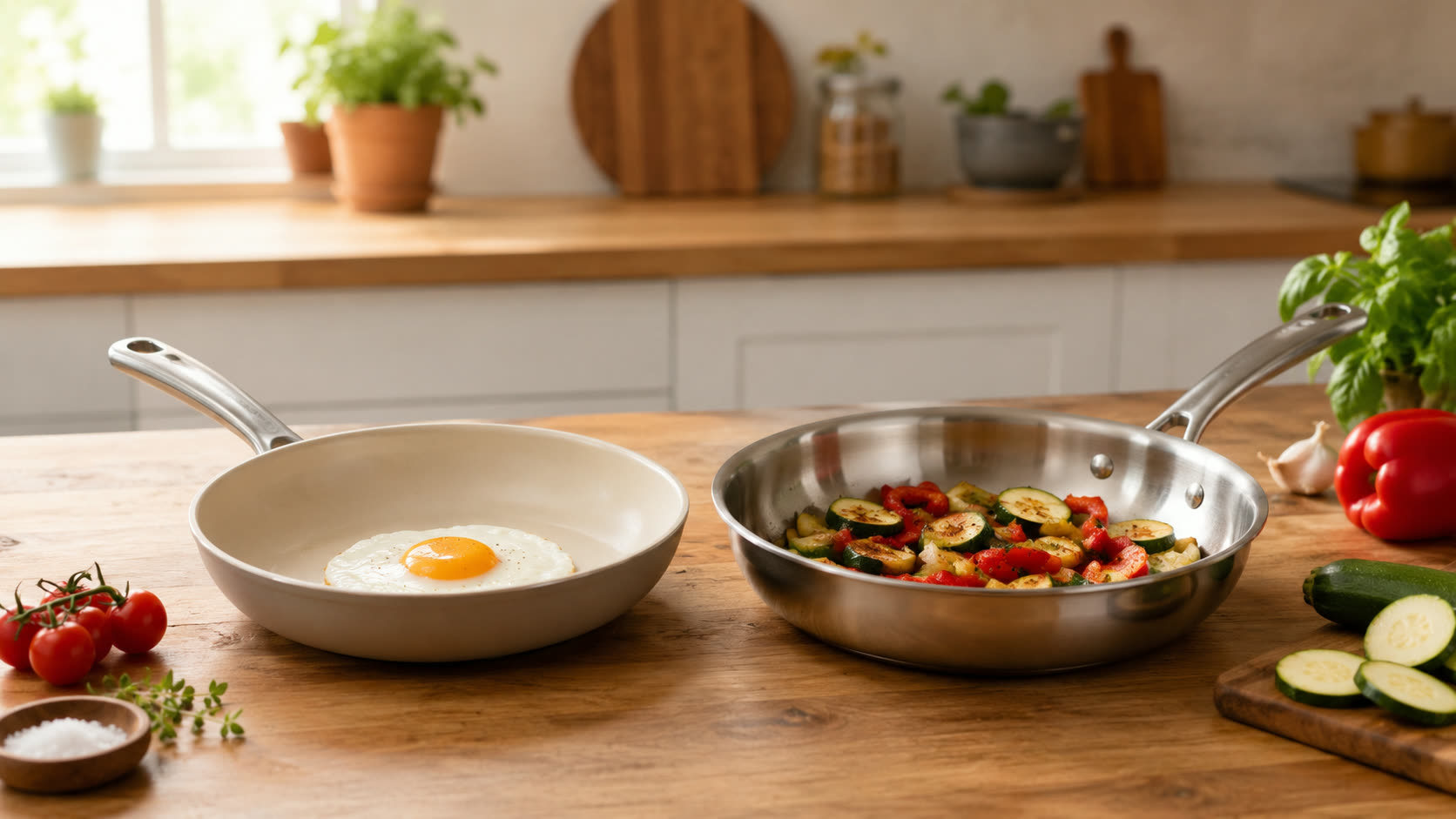 Keramische pan of RVS-pan: wat is praktischer?