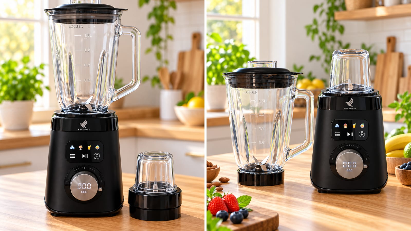 NovaWare blender met koffiemolen review: glas en timer