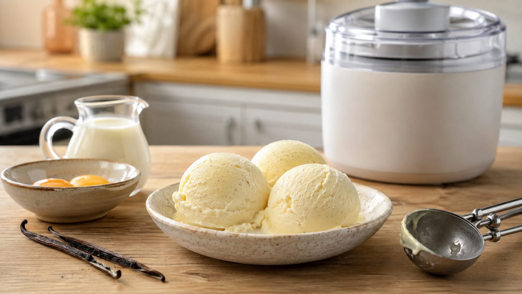 Vanille-ijs maken met een ijsmachine: basisrecept